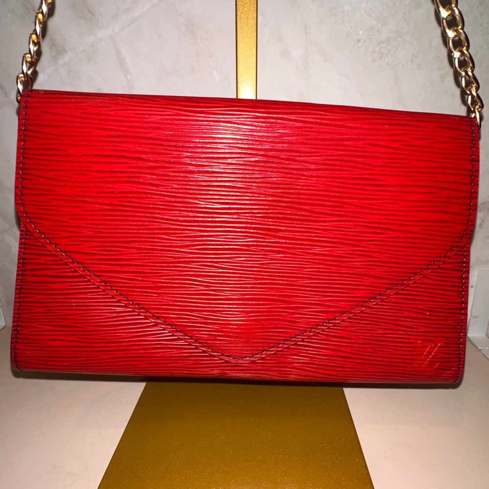 Louis Vuitton Red Epi Envelope Crossbody clutch